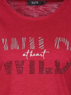 Damen Shirt mit Glitzerprint und Strasssteinchen