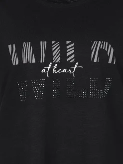 Damen Shirt mit Glitzerprint und Strasssteinchen