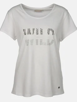 Damen Shirt mit Glitzerprint und Strasssteinchen