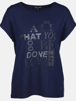 Damen Shirt mit Glitzersteinchen und Print