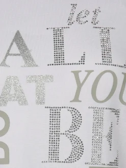 Damen Shirt mit Glitzersteinchen und Print