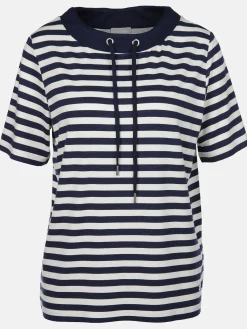 Damen Shirt mit Kordel im Ringellook