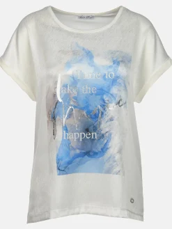 Damen Shirt mit Motivprint und Strassbesatz