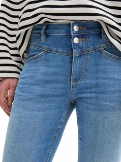 Damen Slim Fit Capri Jeans