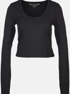 Damen Sport Cropped Top mit langem Arm