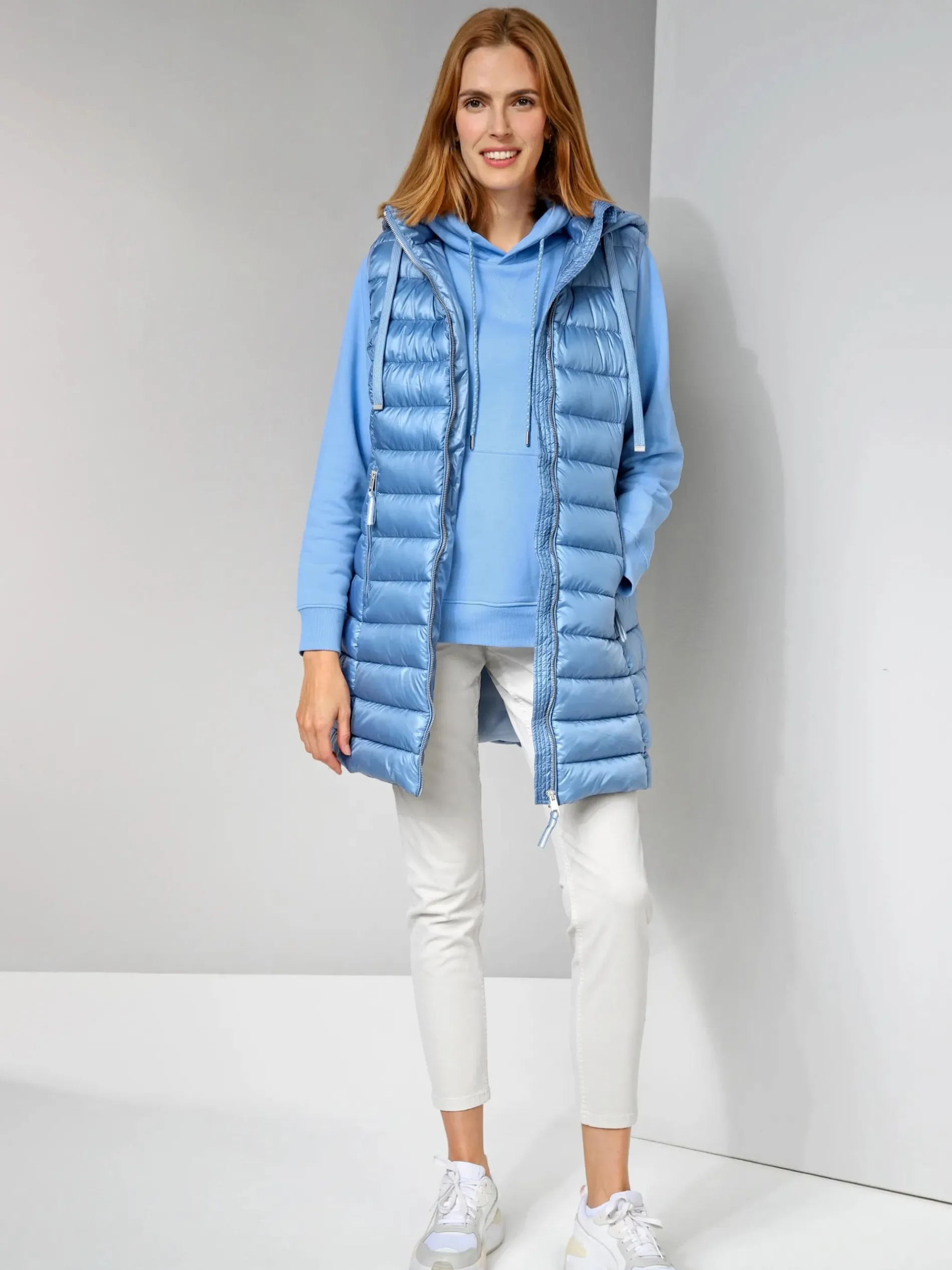 Damen Steppweste mit abnehmbarer Kapuze