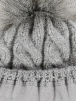 Damen Strickmütze mit Bommel