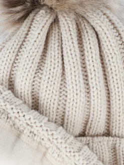 Damen Strickmütze mit Bommel