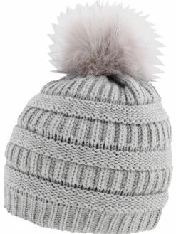 Damen Strickmütze mit Bommel