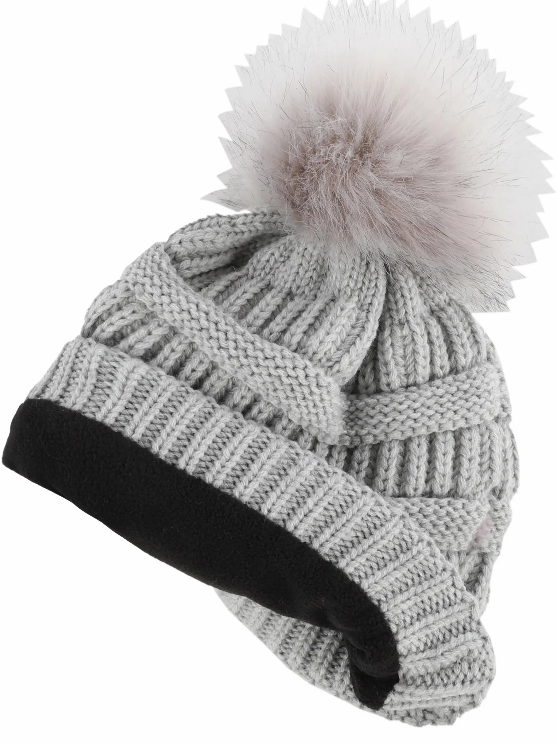 Damen Strickmütze mit Bommel