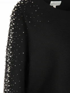 Damen Strickpullover mit Zierperlen und Glitzersteinchen