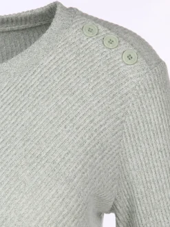 Damen Strickshirt mit Knöpfen auf der Schulter