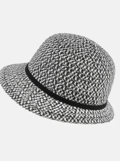 Damen Strohhut in schwarz-weiß