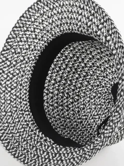 Damen Strohhut in schwarz-weiß