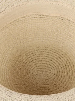 Damen Strohhut mit bedrucktem Band