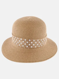 Damen Strohhut mit bedrucktem Band