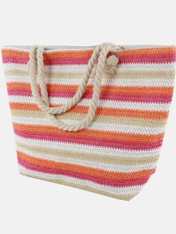 Damen Strohtasche mit Streifen