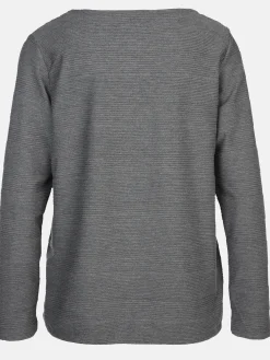 Damen Struktur-Shirt mit Streifenoptik