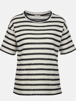 Damen Struktur-Shirt mit Streifen