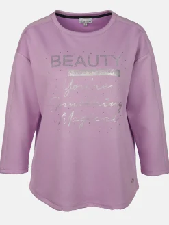 Damen Sweatshirt mit Glitzersteinchen und Glitzerprint