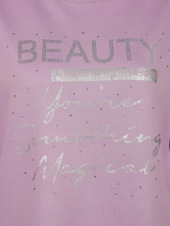 Damen Sweatshirt mit Glitzersteinchen und Glitzerprint