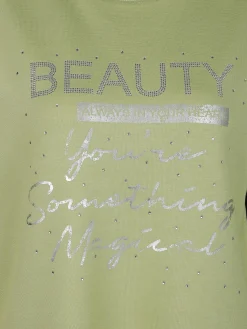 Damen Sweatshirt mit Glitzersteinchen und Glitzerprint