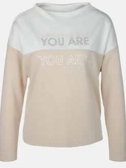 Damen Sweatshirt mit Print und Glitzernieten