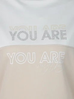 Damen Sweatshirt mit Print und Glitzernieten