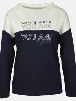 Damen Sweatshirt mit Print und Glitzernieten