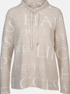 Damen Sweatshirt mit Schriftprint und Glitzerdetails