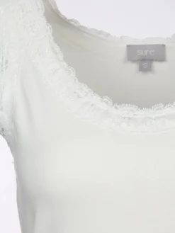 Damen Top mit Spitzenbesatz