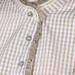 Damen Trachtenbluse in Vichykaro mit Zierborte