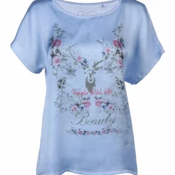 Damen Trachtenshirt im Materialmix mit Frontprint