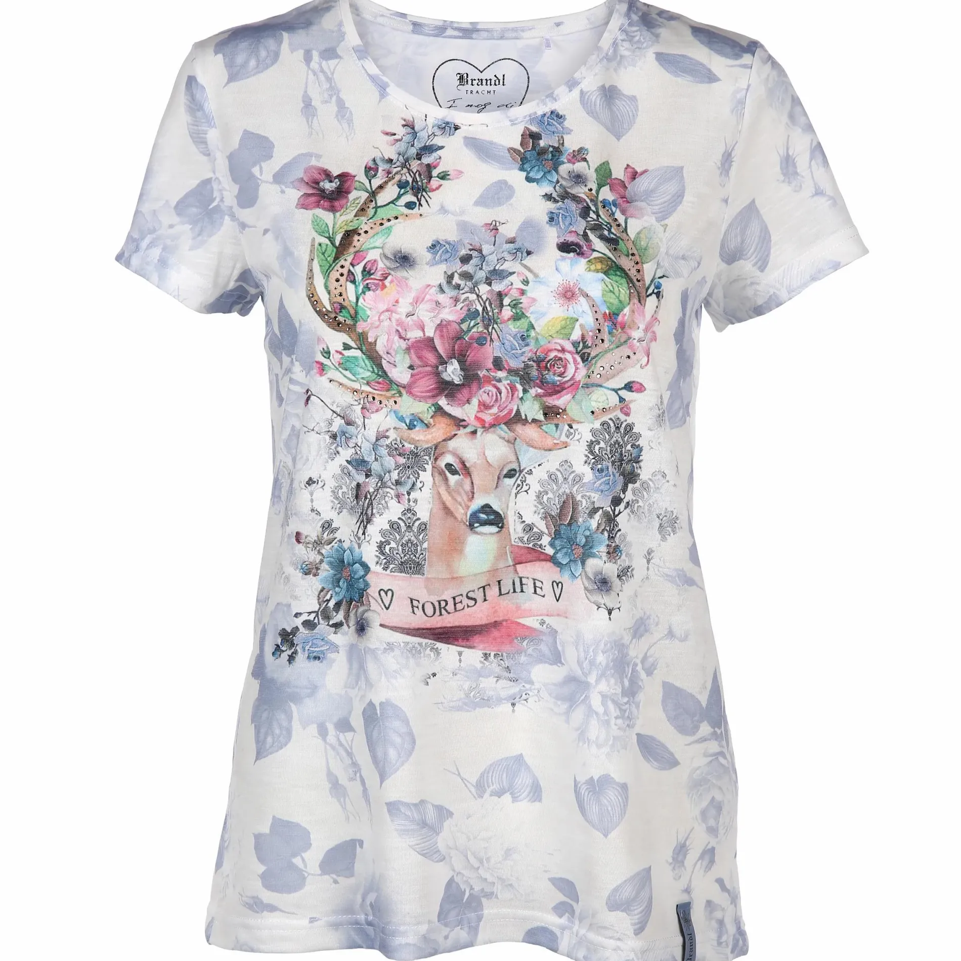 Damen Trachtenshirt mit Print und Glitzersteinchen