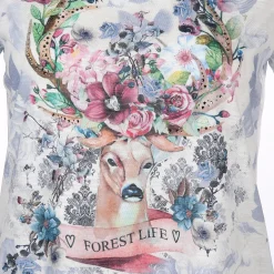 Damen Trachtenshirt mit Print und Glitzersteinchen