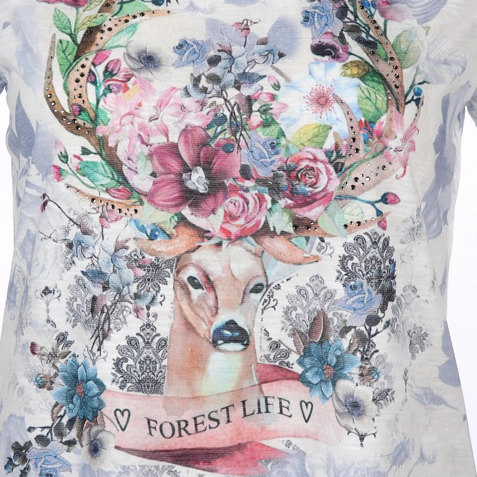 Damen Trachtenshirt mit Print und Glitzersteinchen