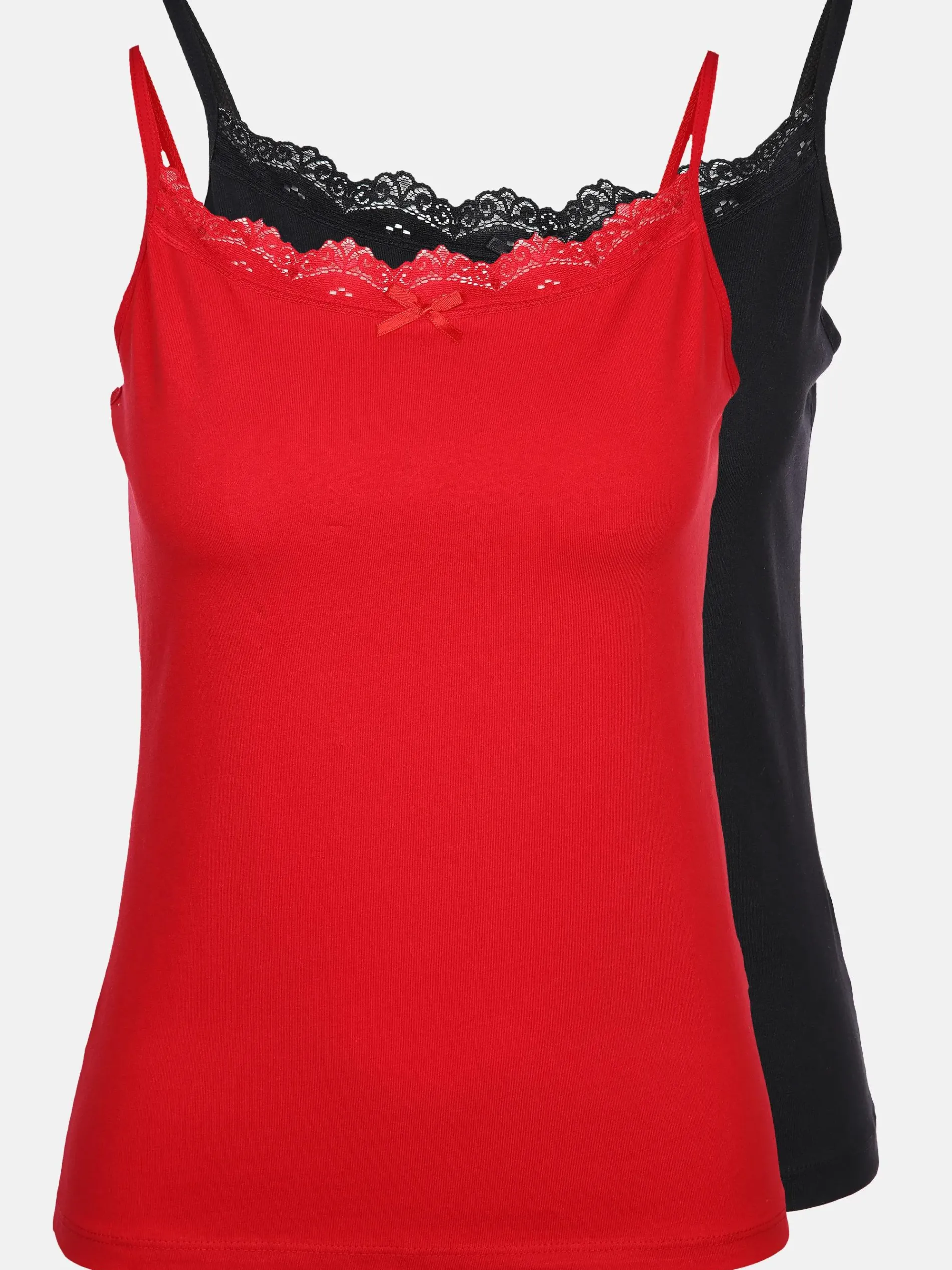 Damen Unterhemd mit Spitze im 2er Pack