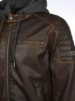 Herren Bikerjacke mit abnehmbarer Kapuze