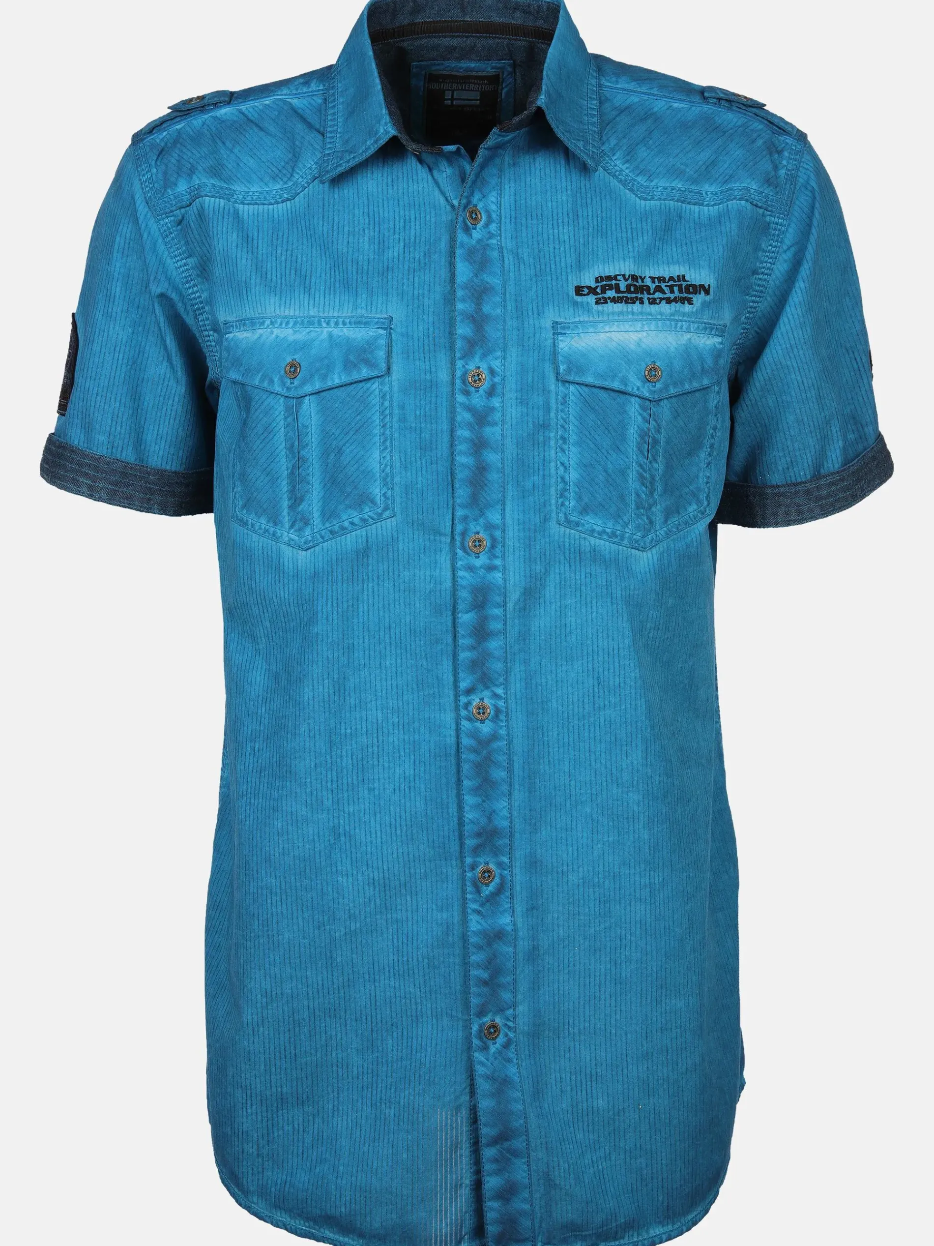 Herren Freizeithemd mit Brusttaschen in Oilwash-Optik