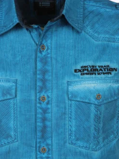 Herren Freizeithemd mit Brusttaschen in Oilwash-Optik