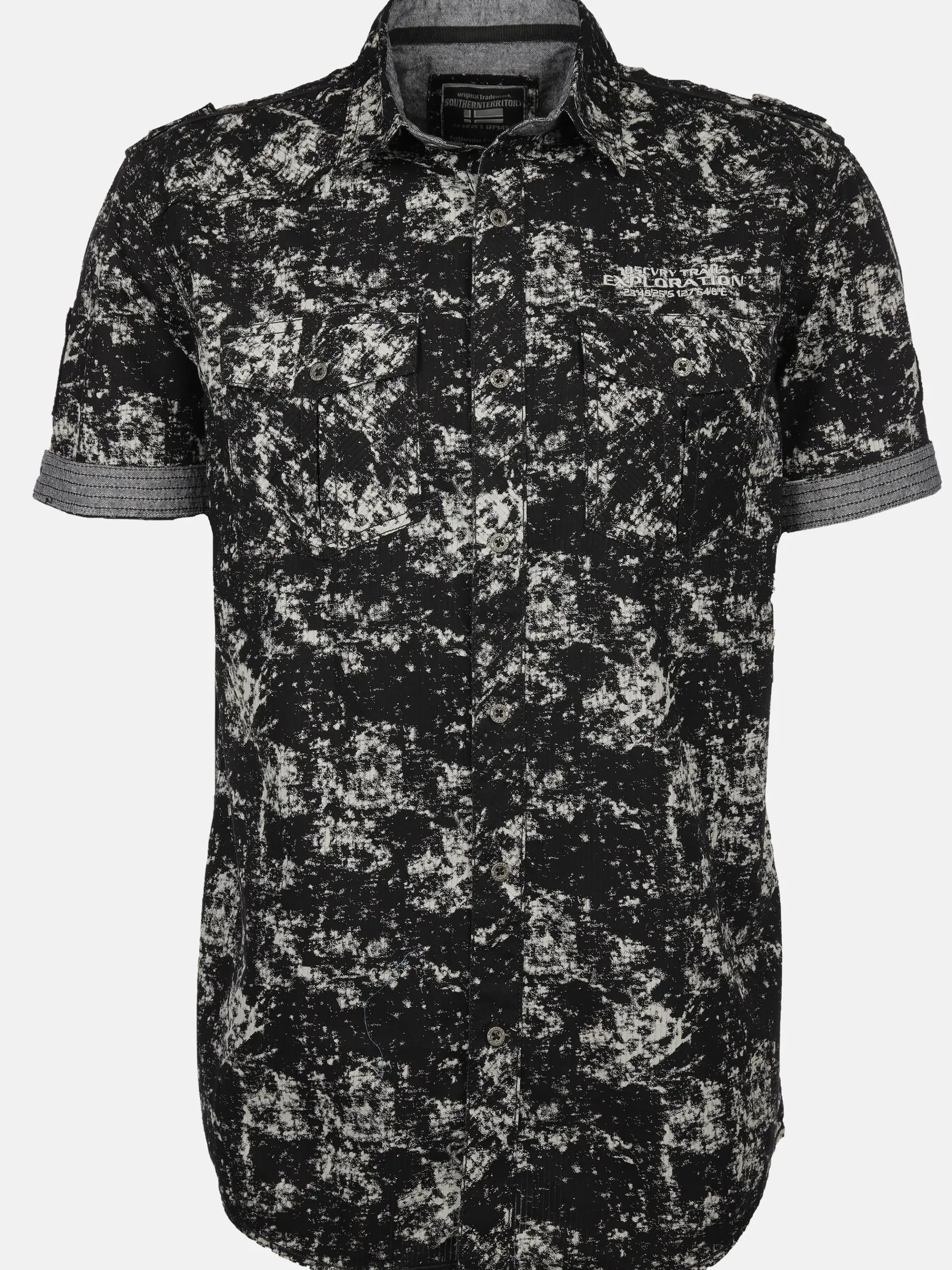 Herren Freizeithemd mit Brusttaschen in Oilwash-Optik