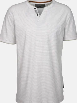 Herren Henleyshirt in melierter Streifenoptik