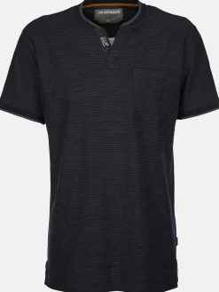 Herren Henleyshirt in melierter Streifenoptik