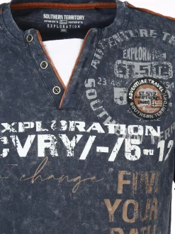 Herren Henleyshirt in Used 2in1 Optik