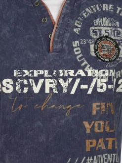 Herren Henleyshirt mit Front-und Backprint