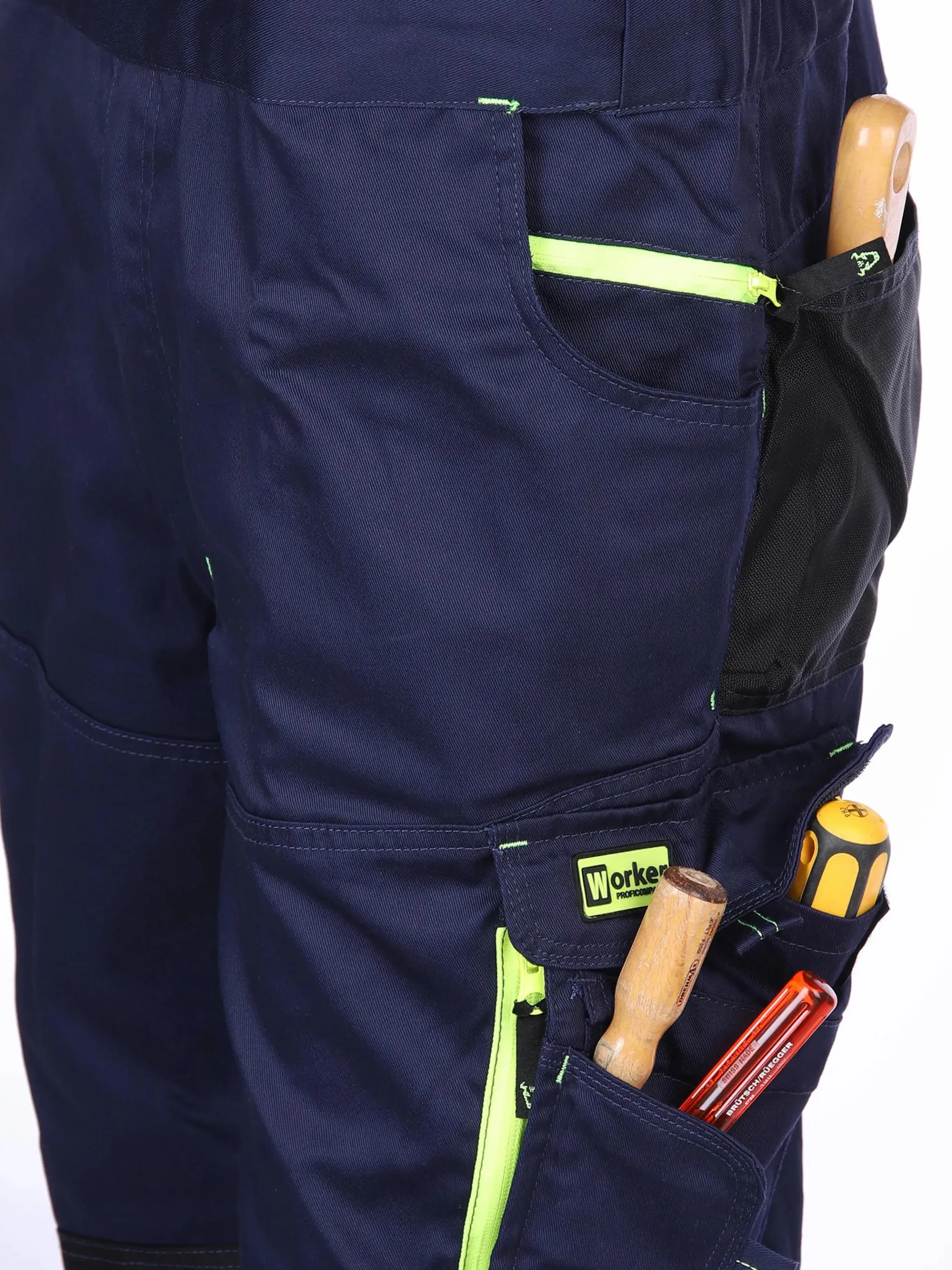 Herren Latz-Arbeitshose mit Neondetails