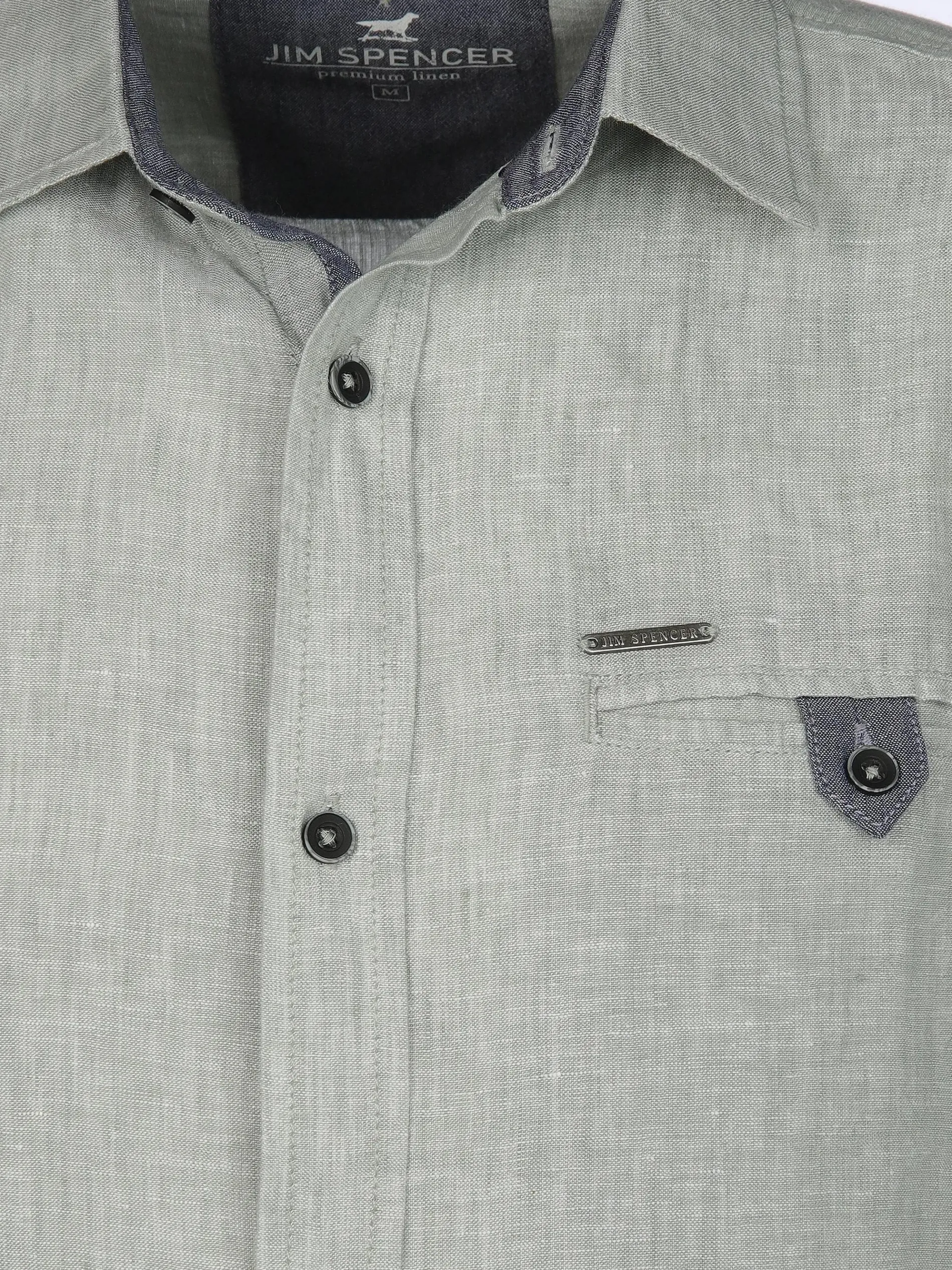 Herren Leinenhemd mit Brusttasche