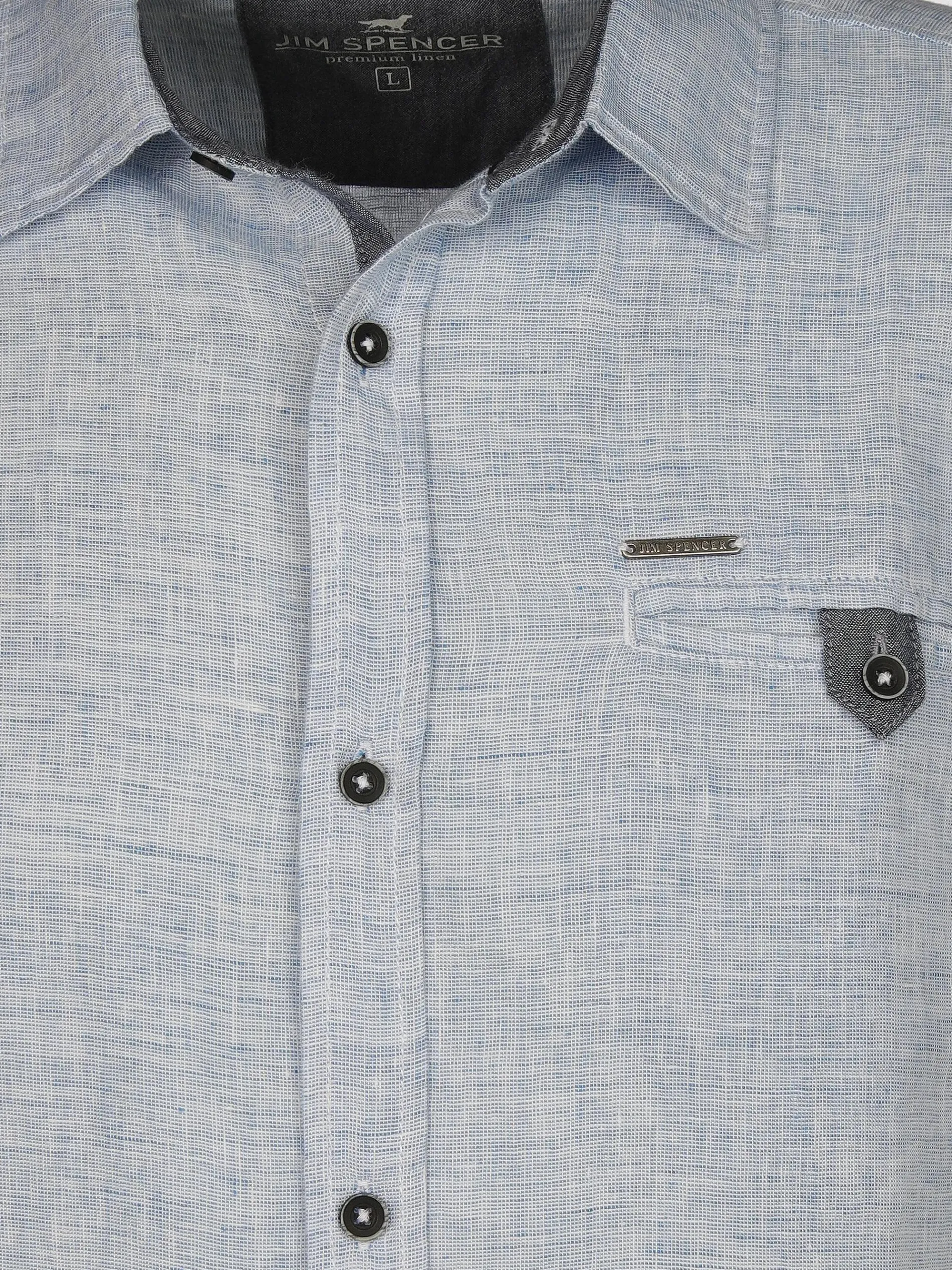 Herren Leinenhemd mit Brusttasche