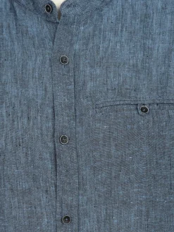 Herren Leinenhemd mit Stehkragen