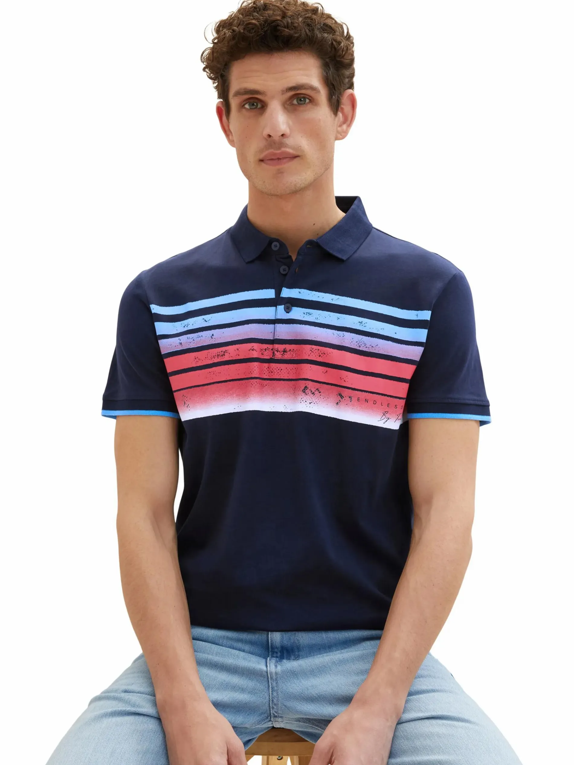 Herren Poloshirt mit Streifenprint